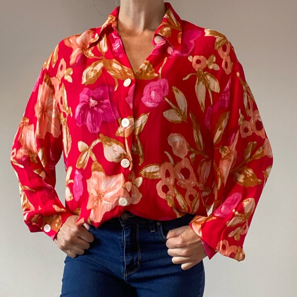 Vintage Pink Floral Blouse - Picture 1 of 14